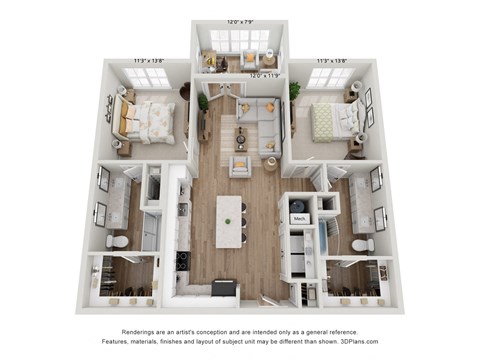 bedroom floor plan | luxury apartments in towson md | the southerly